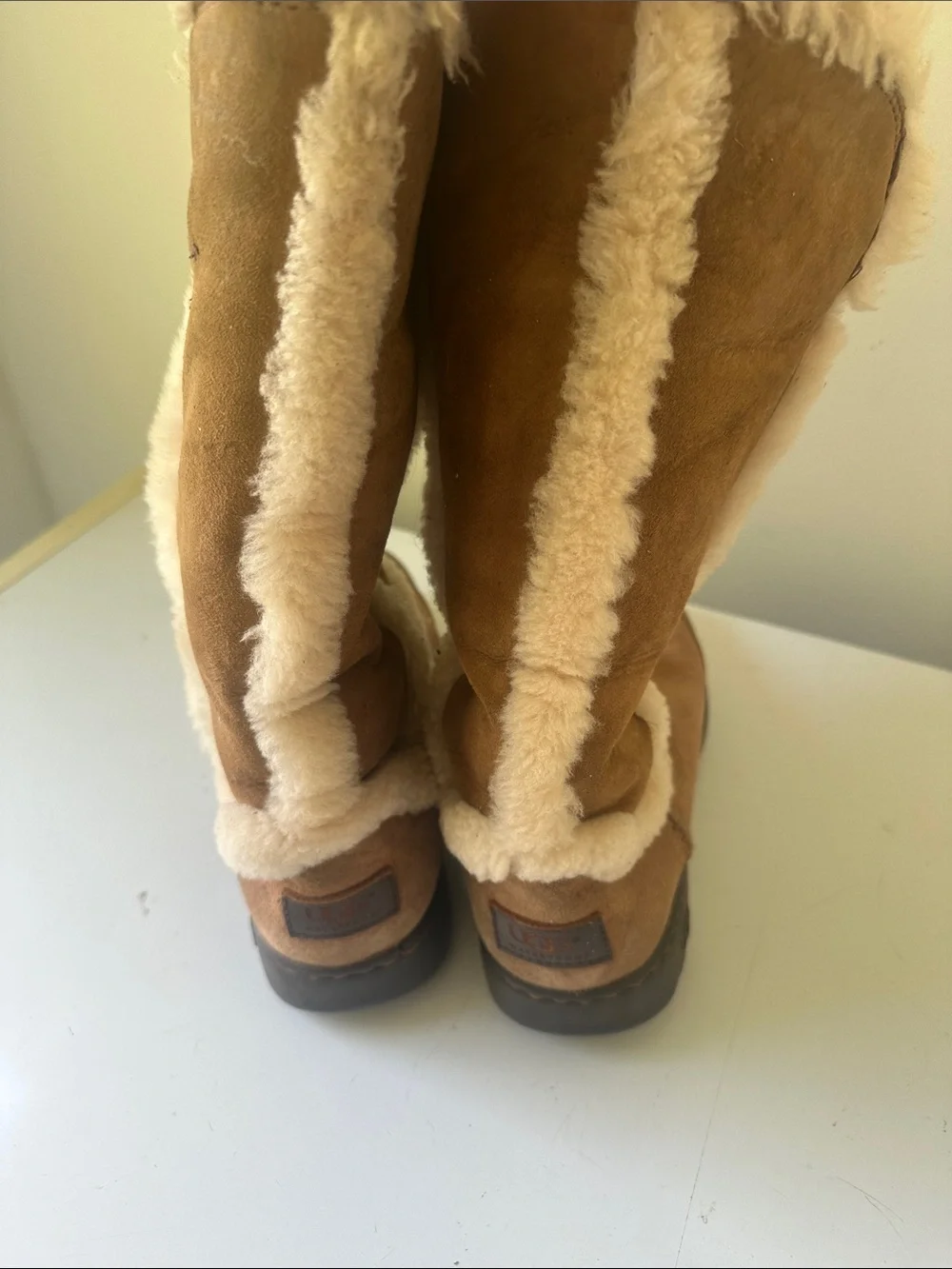 UGG Chestnut Suede Over-the-Knee Shearling Boots